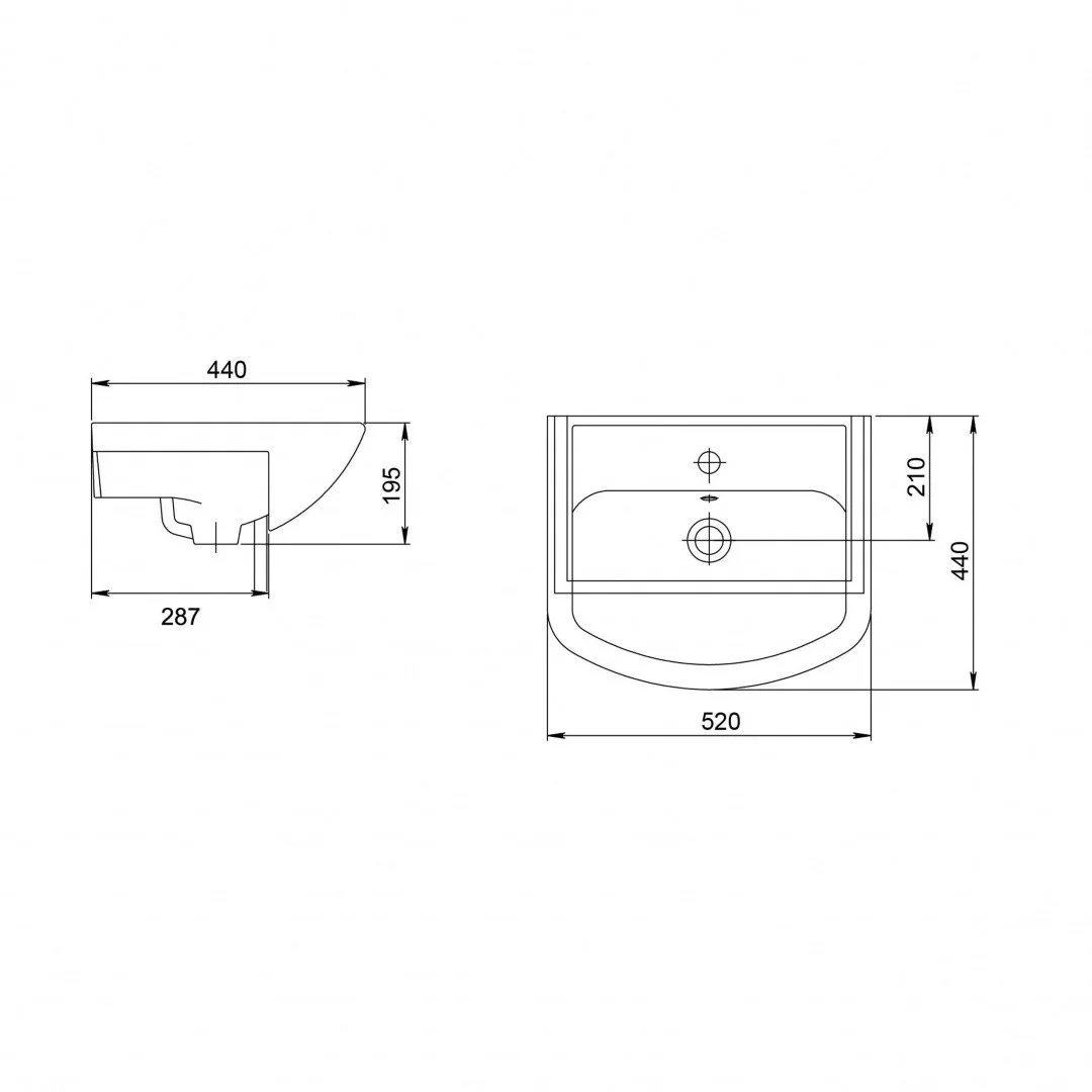 Приобрести умывальник оника с переливом белый 52 см