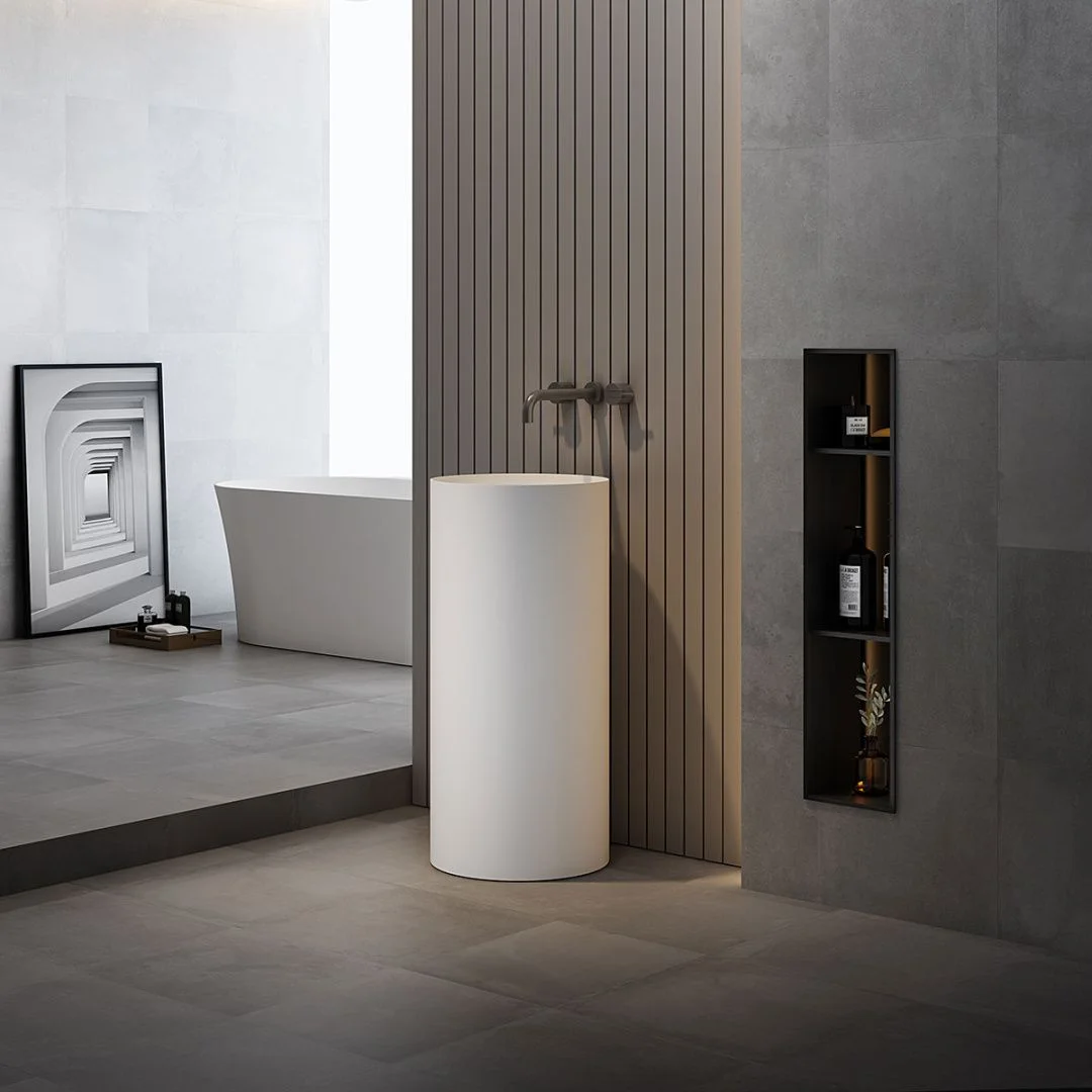 Приобрести vincea раковина напольная solid surface 40х40 см, белая матовая vbs-6sp01mw