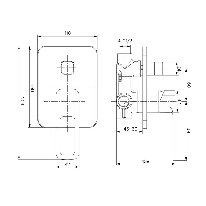 Приобрести iddis смеситель для душа slide скрытого монтажа 209х110мм, хром slisb00i67