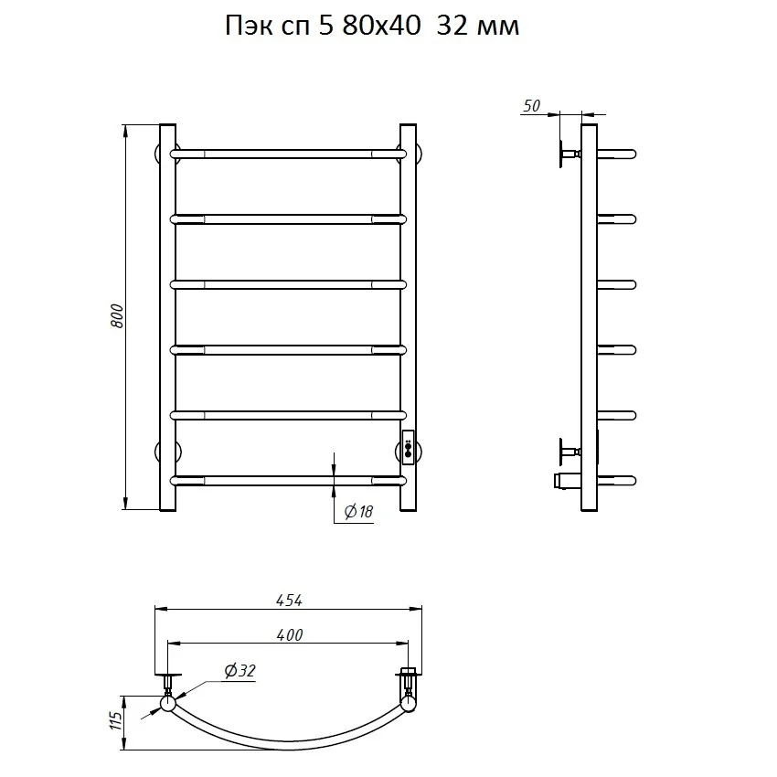 Приобрести тругор электрический полотенцесушитель п6 400х800 мм пэк сп 5, хром 00-00031607