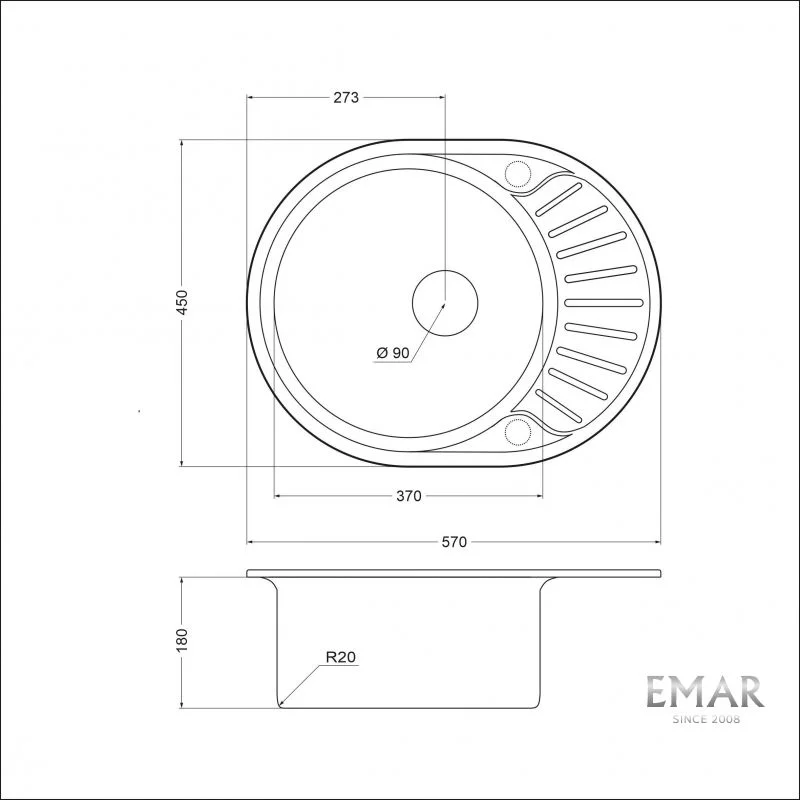 Приобрести emar кухонная мойка 57х47 см, хром emar 5745