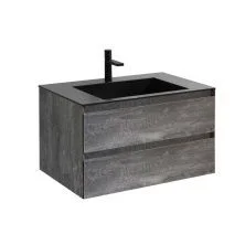 Vincea Тумба подвесная Luka 80 см, серый камень с черной раковиной VMC-2L800GS;VCB-13800B