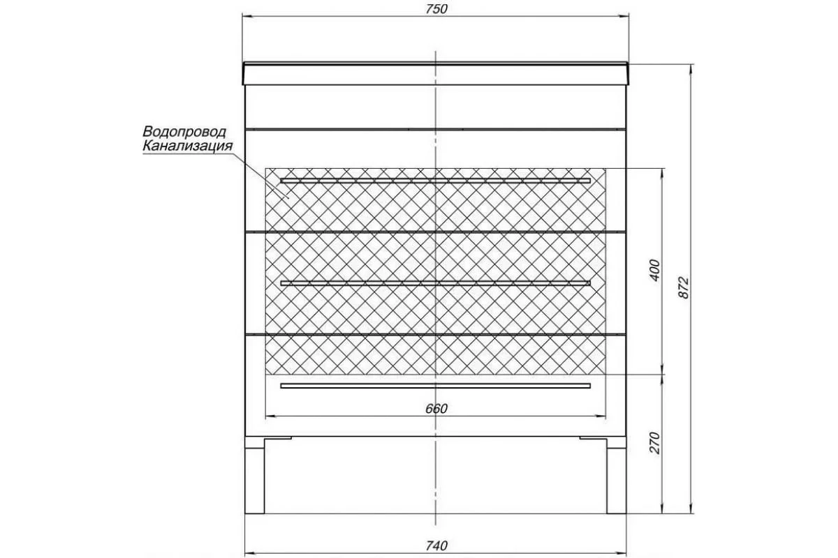 Приобрести aquanet тумба с раковиной верона 75 см, белая (напольная 3 ящика)