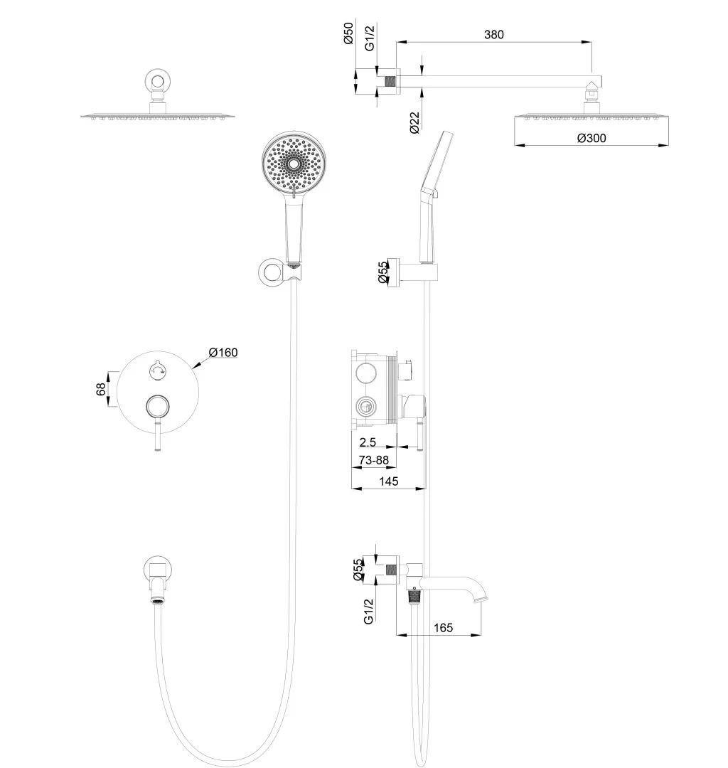 Приобрести душевая система встраиваемая wonzon & woghand tor, розовое золото (ww-88939073-rg)