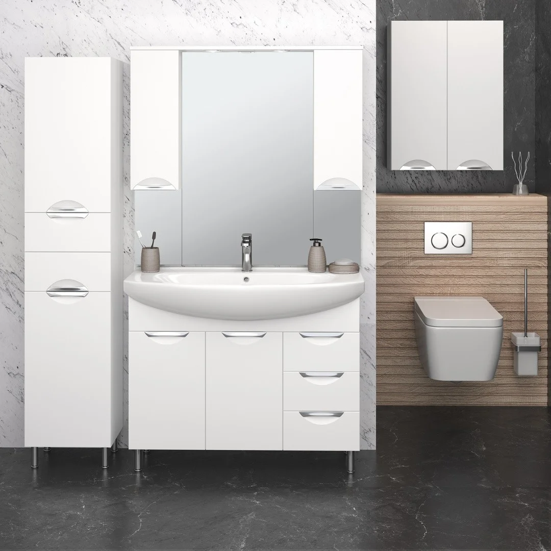 Приобрести aqua de marco зеркало-шкаф eleganse 105 см, белый\хром 1105cele