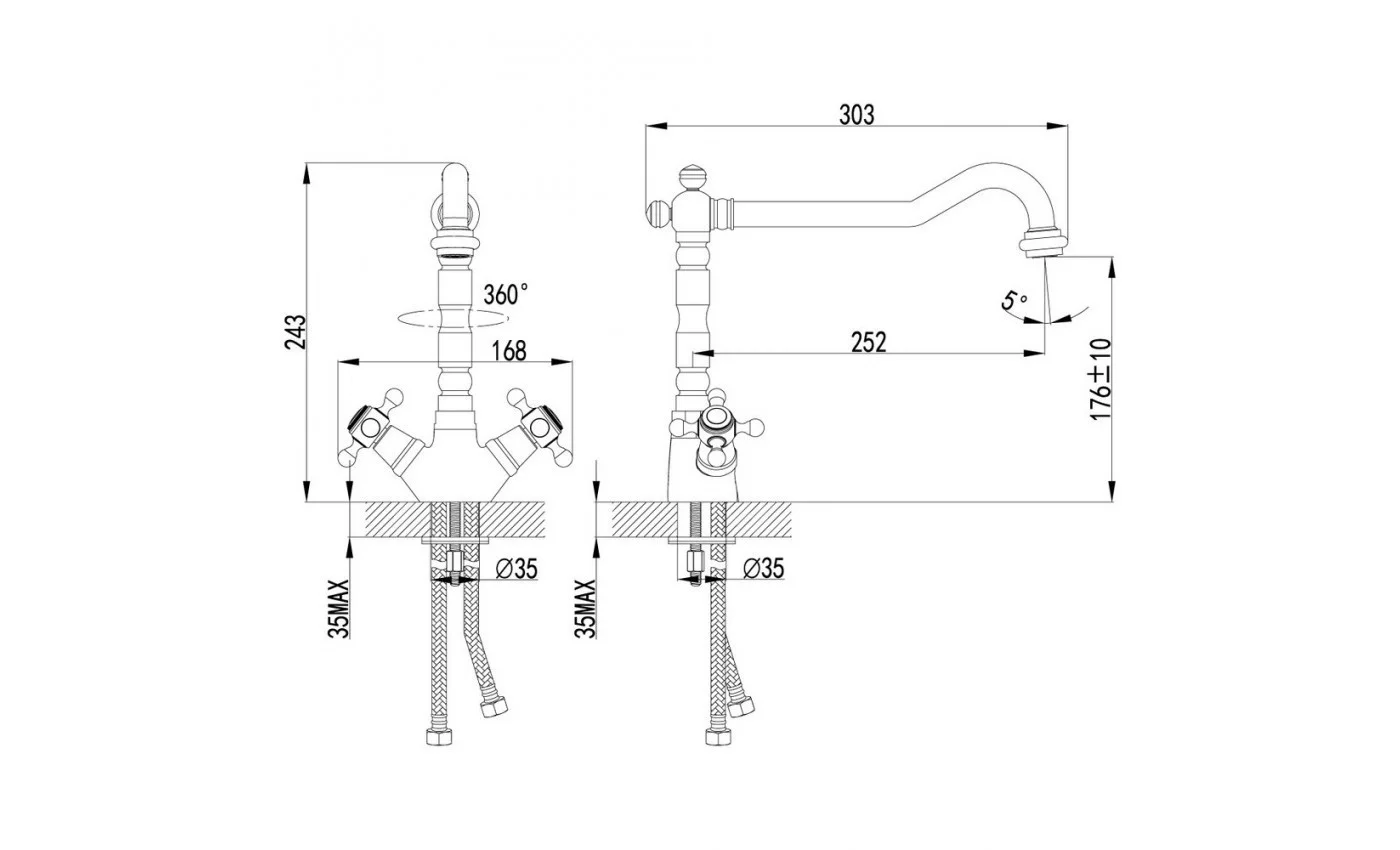 Приобрести lemark смеситель для кухни vintage с поворотным изливом, бронза lm2805b