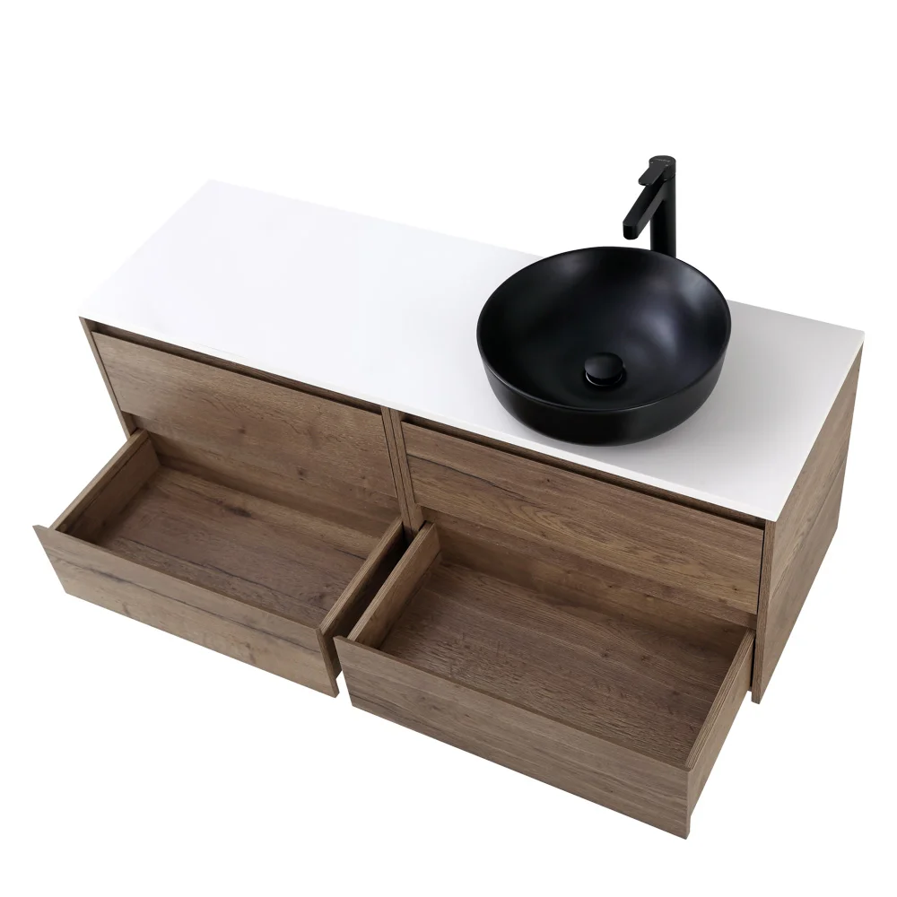 Приобрести belbagno тумба со столешницей kraft 120 см, подвесная rovere tabacco, раковина справа