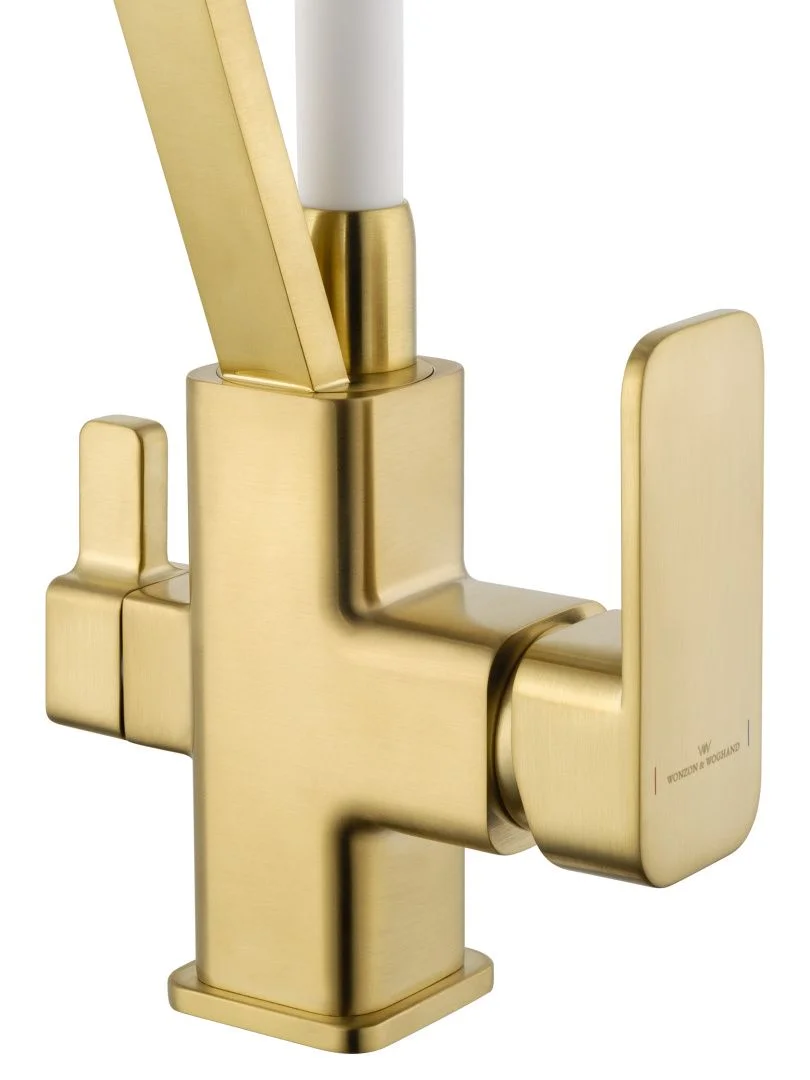 Приобрести смеситель для кухни с гибким изливом и подключением фильтра wonzon & woghand, брашированное золото (ww-88458013-bg(mw))