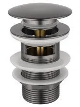 Донный клапан для раковины с переливом 1 1/4 WONZON & WOGHAND, Темный графит (WW-88SS01-BGM)