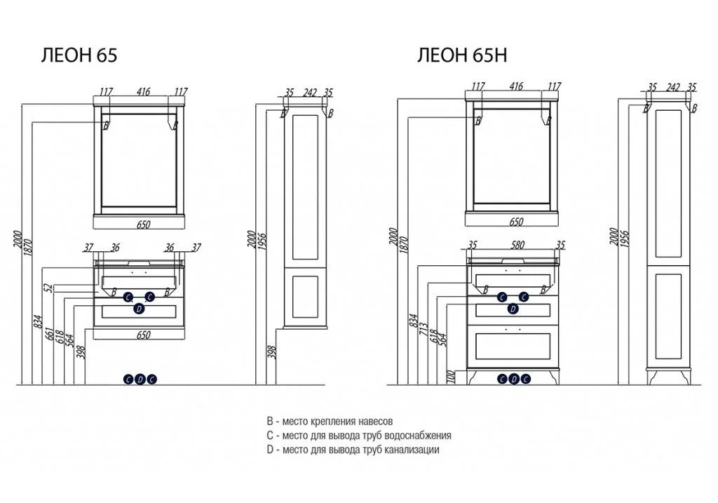 Приобрести тумба напольная с раковиной акватон леон 65н 1a194601lbps0, 1a708731fb010, дуб белый