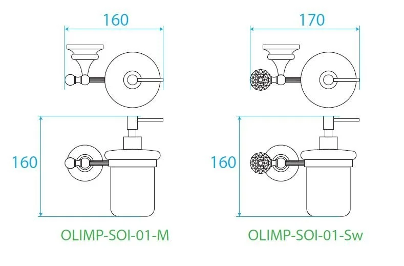Приобрести cezares дозатор для жидкого мыла olimp, золото\матовое стекло olimp-soi-03/24-sw