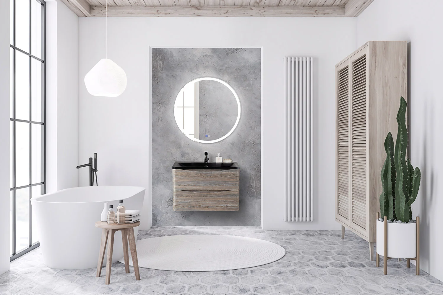 Приобрести belbagno тумба с раковиной acqua 80 см, подвесная pino scania, чёрная раковина