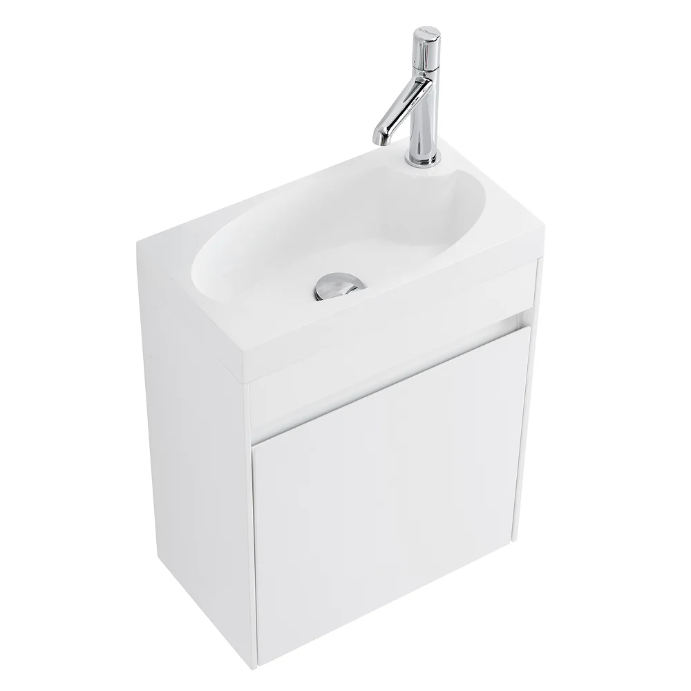 Приобрести belbagno тумба с раковиной pietra mini 46 см, подвесная с дверью 46-l bianco lucido, белая раковина