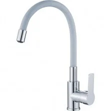 HAIBA Смеситель для кухни 396 мм, гибкий излив, серый\хром HB-70112-3