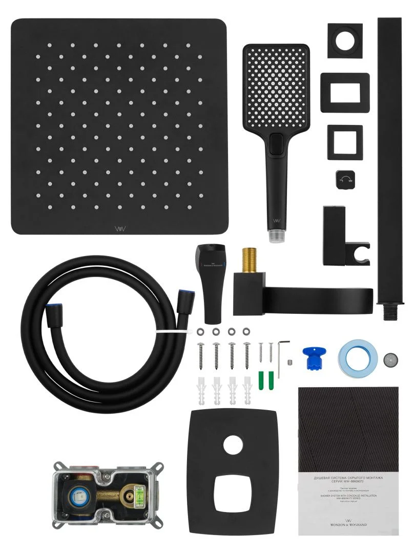 Приобрести душевая система встраиваемая wonzon & woghand flex, черный матовый (ww-88939072-mb)