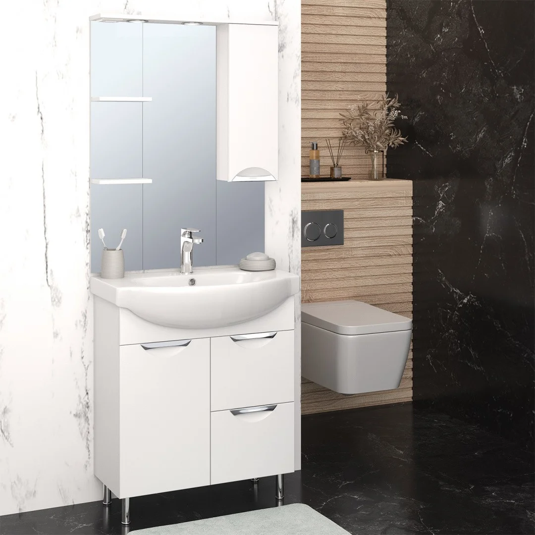 Приобрести aqua de marco зеркало-шкаф eleganse 75 см, правое, белый\хром 1075cele/r