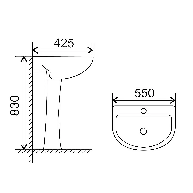 Приобрести loranto раковина с пьедесталом liri 550х425х830 санфаянс, белая (cs-bmp009)