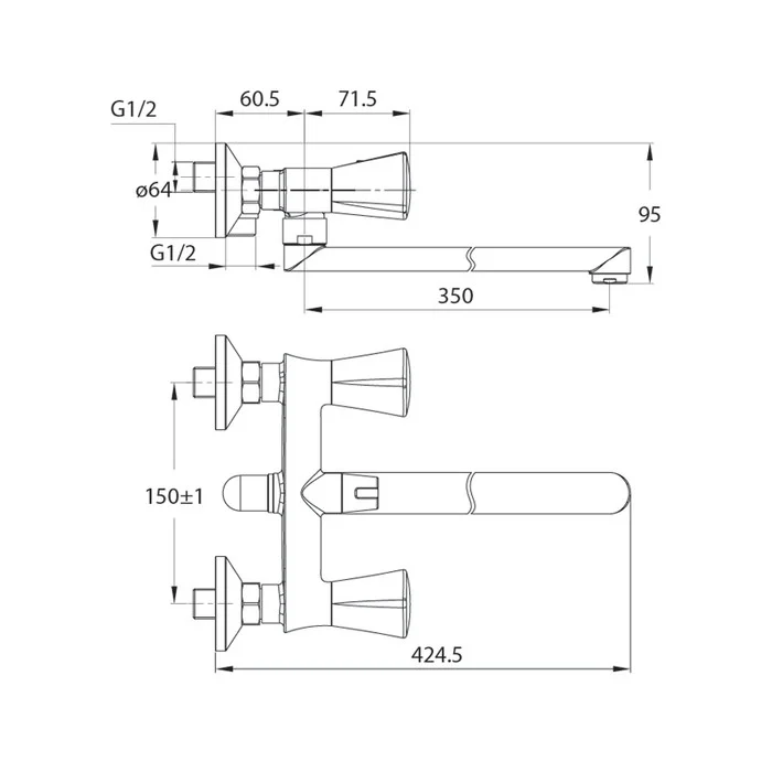 Приобрести iddis смеситель для ванны bounce 212мм, хром bousbl2i10wa
