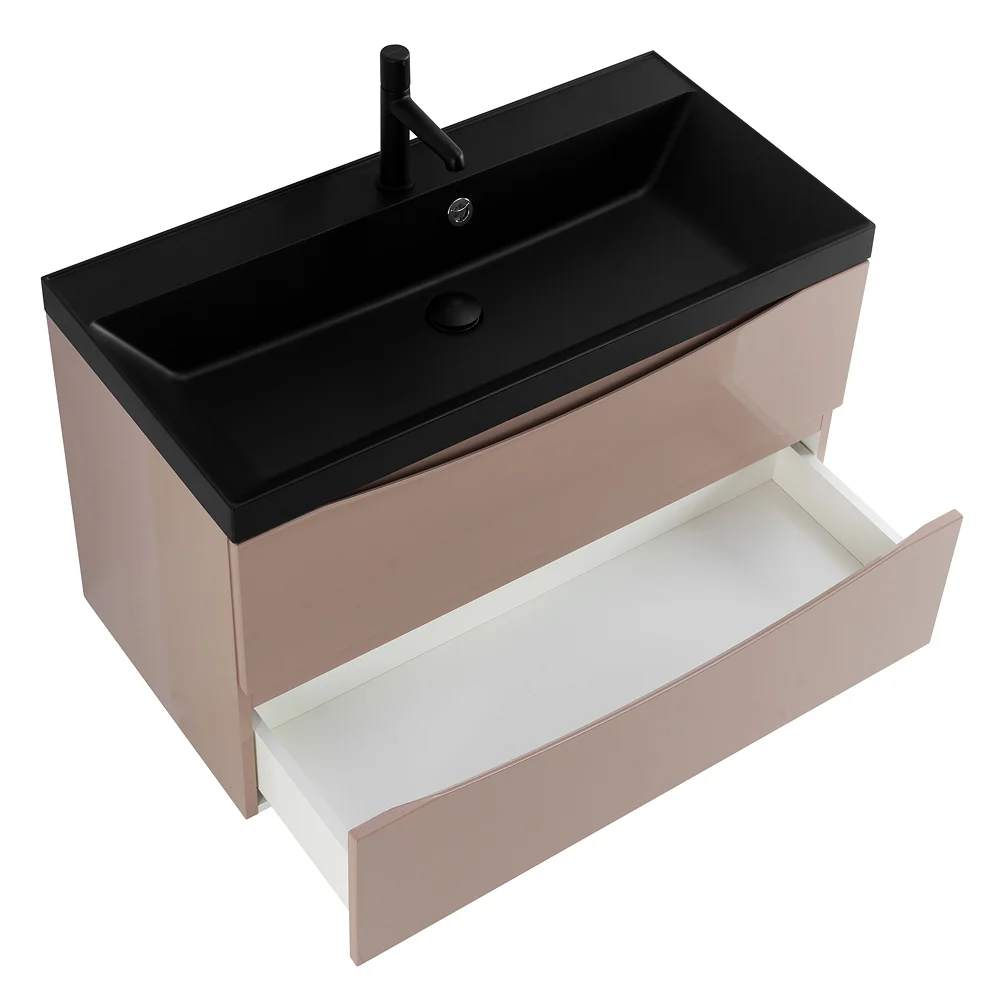 Приобрести belbagno тумба с раковиной marino 80 см, подвесная cappuccino lucido, чёрная раковина