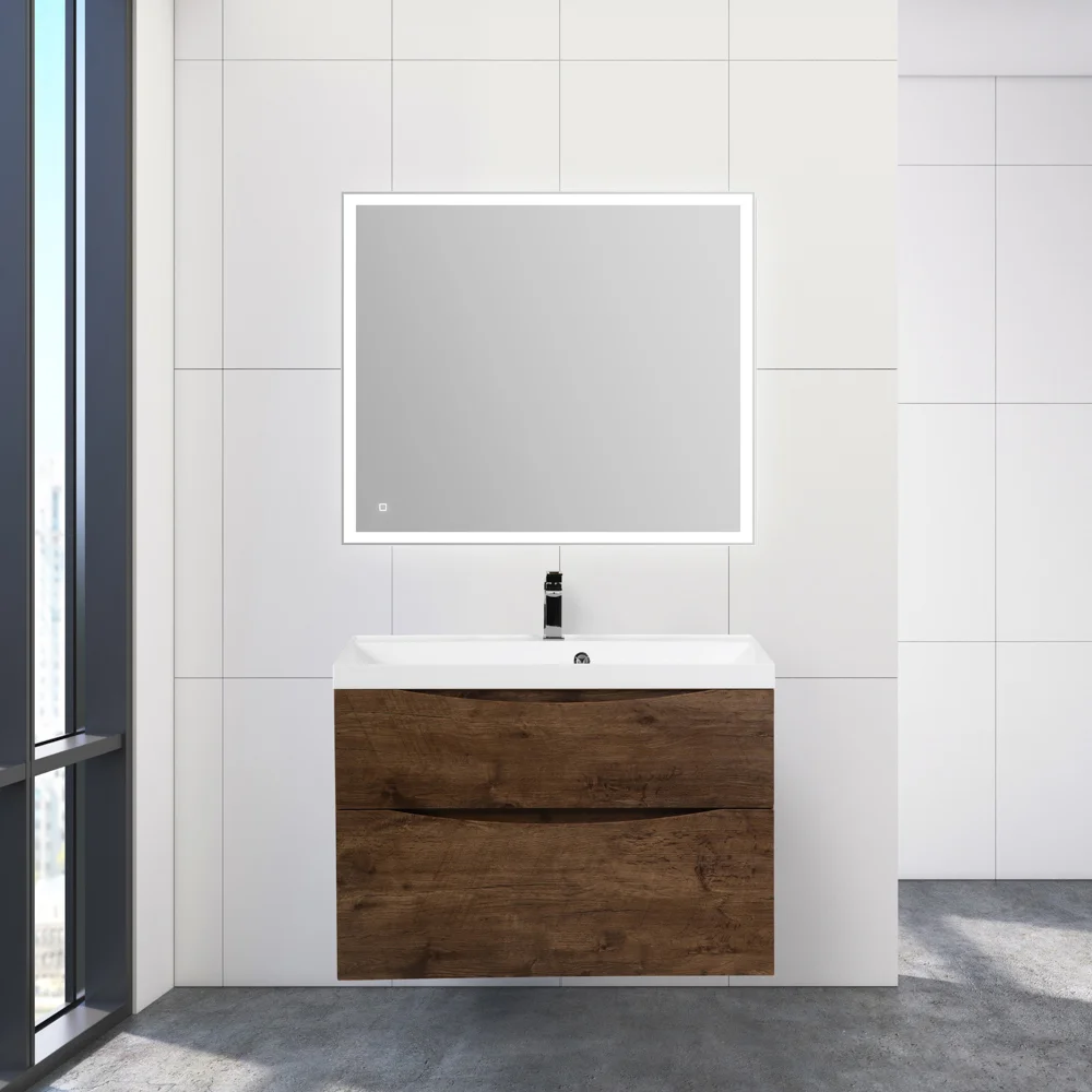 Приобрести belbagno тумба с раковиной marino-h60 90 см, подвесная rovere moro, белая раковина