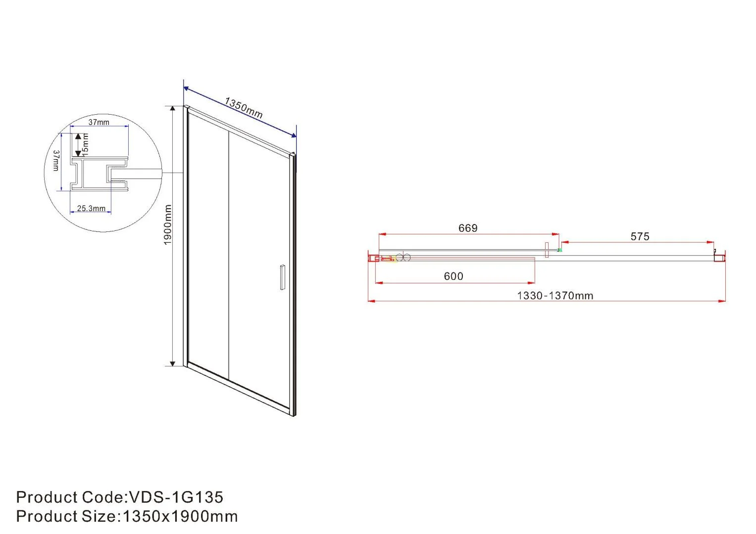 Приобрести vincea душевая дверь garda 135 см, прозрачное, оружейная сталь vds-1g135clgm