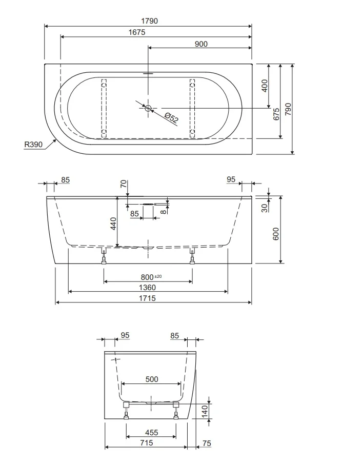 Приобрести cezares акриловая ванна slim corner 180х80 см, черная slim corner-180-80-60-r-nero-set
