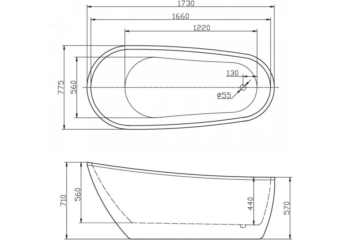 Приобрести ванна акриловая отдельностоящая belbagno 175х75 см, bb15