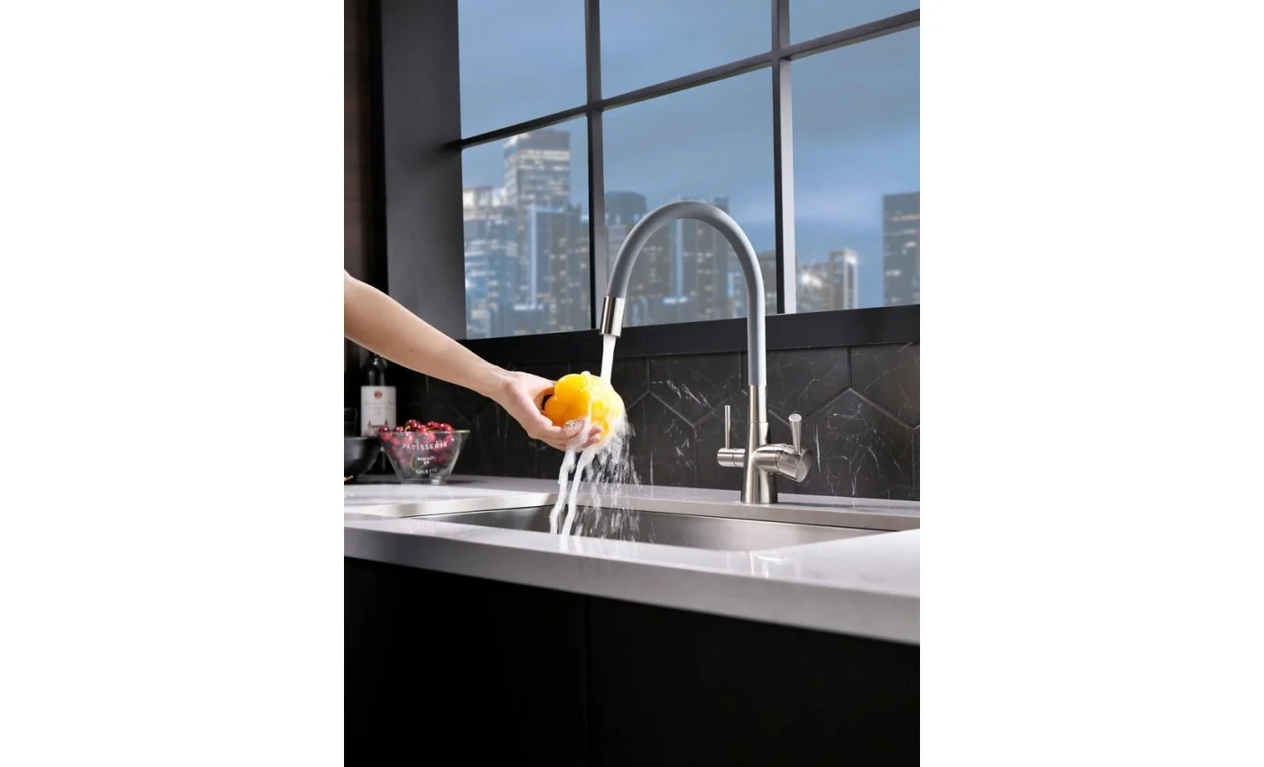 Приобрести lemark смеситель для кухни comfort с подключением к фильтру, серый\хром lm3075bn