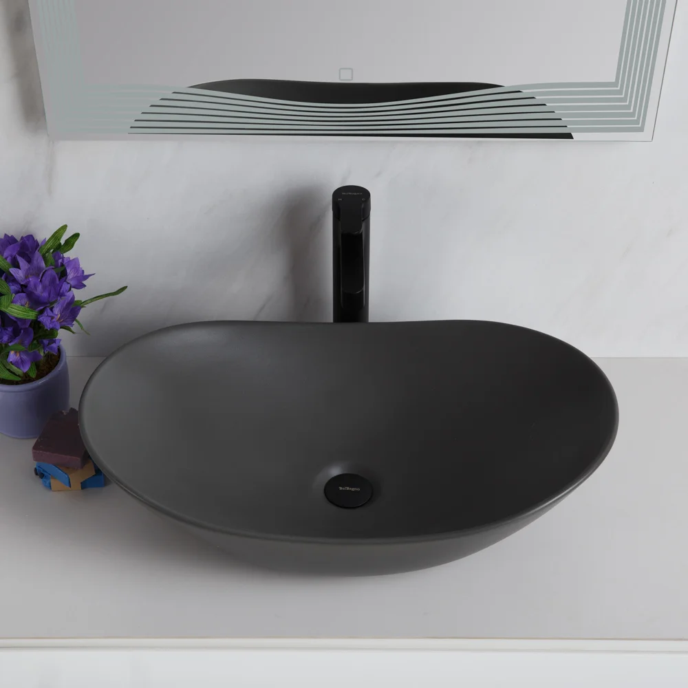 Приобрести belbagno накладная раковина 60х36 см, серая матовая bb1404-h311