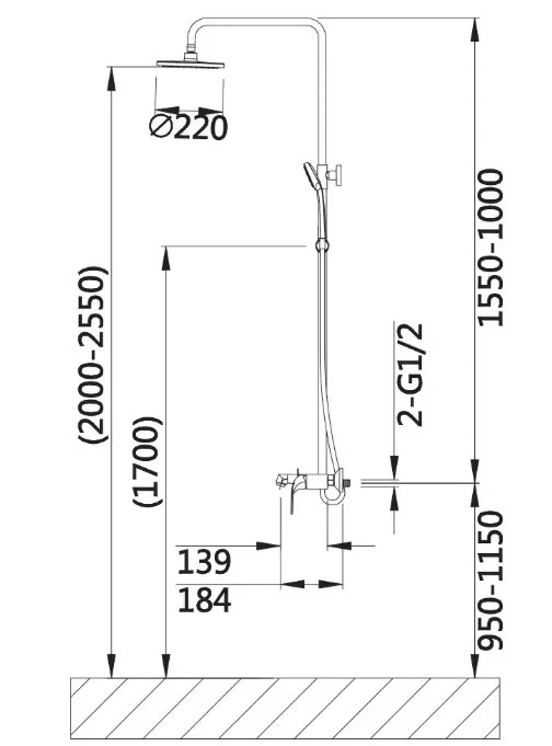 Приобрести душевая система vieir olimp 1550 мм, хром v033562