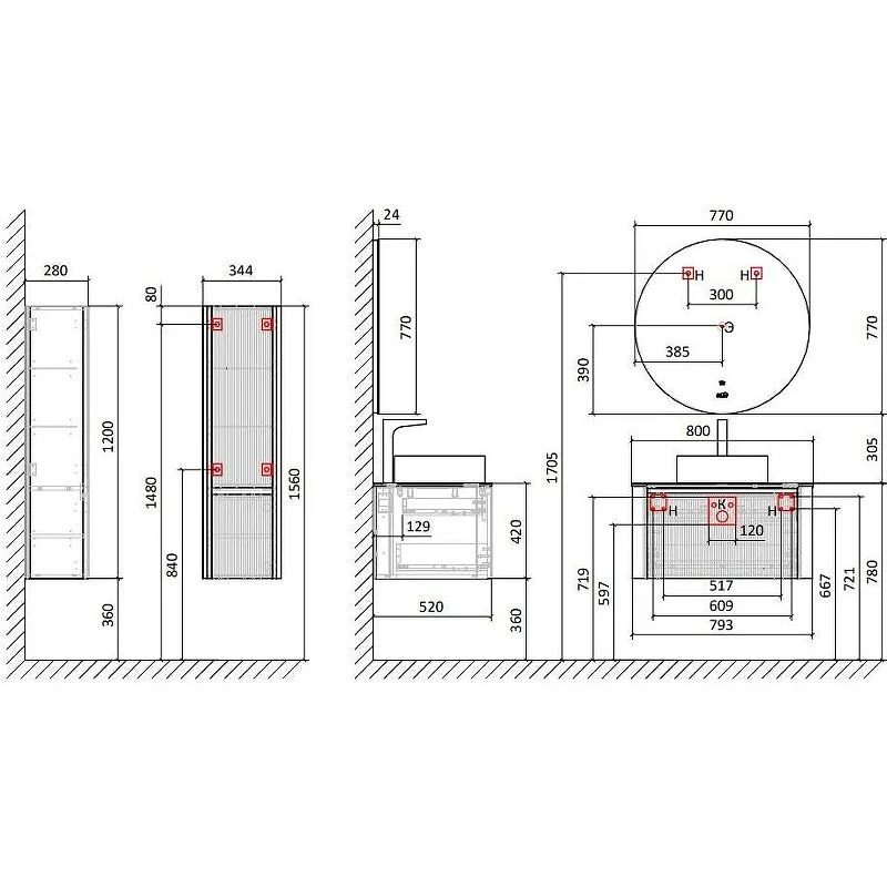 Приобрести jorno тумба подвесная lumino 80 см со столешницей, белая