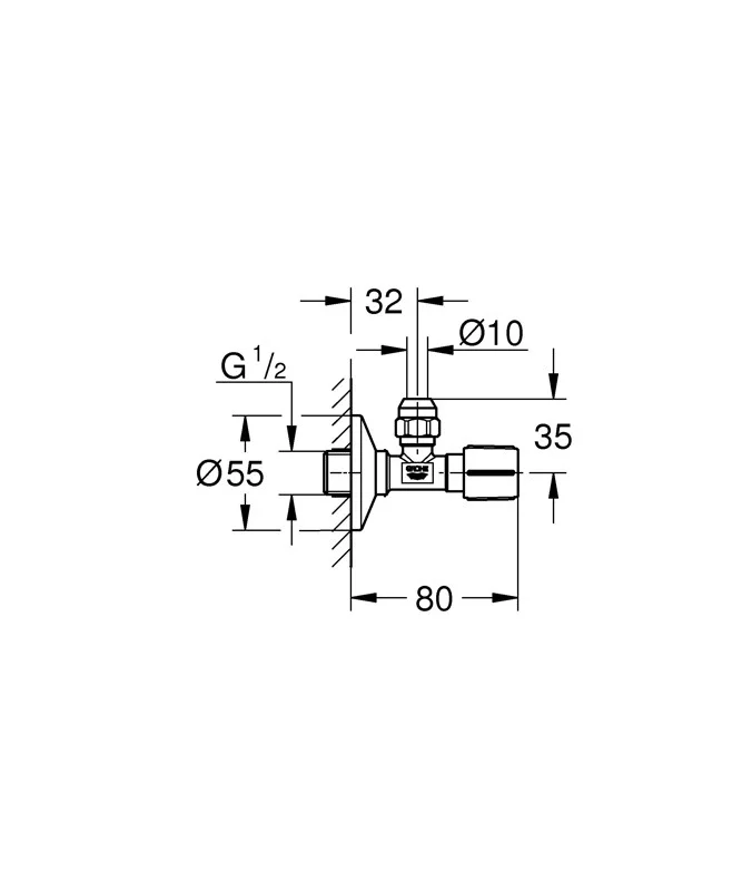 Приобрести угловой вентиль grohe 1/2"*3/8", хром 22037000