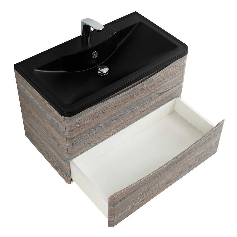 Приобрести belbagno тумба с раковиной acqua 80 см, подвесная pino scania, чёрная раковина