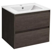 Vincea Тумба подвесная Gio 60 см, дуб темный с белой раковиной VMC-2G600RO;VBS-13960