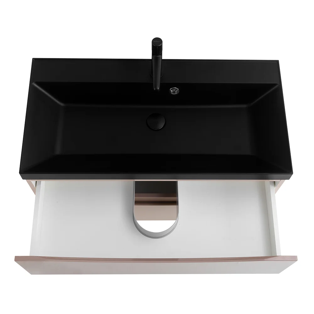 Приобрести belbagno тумба с раковиной marino 80 см, подвесная cappuccino lucido, чёрная раковина