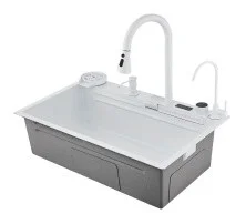 Savol Кухонная мойка 75х45 см, нержавеющая сталь, белая S-SC002-W