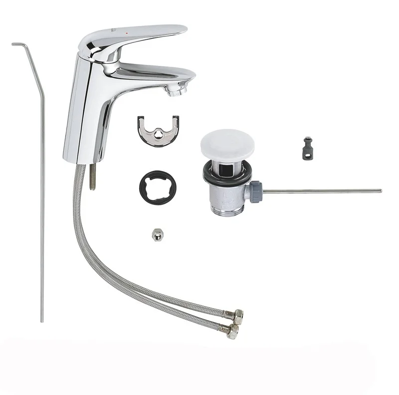 Приобрести смеситель для раковины grohe eurostyle с донным клапаном, хром 23564003