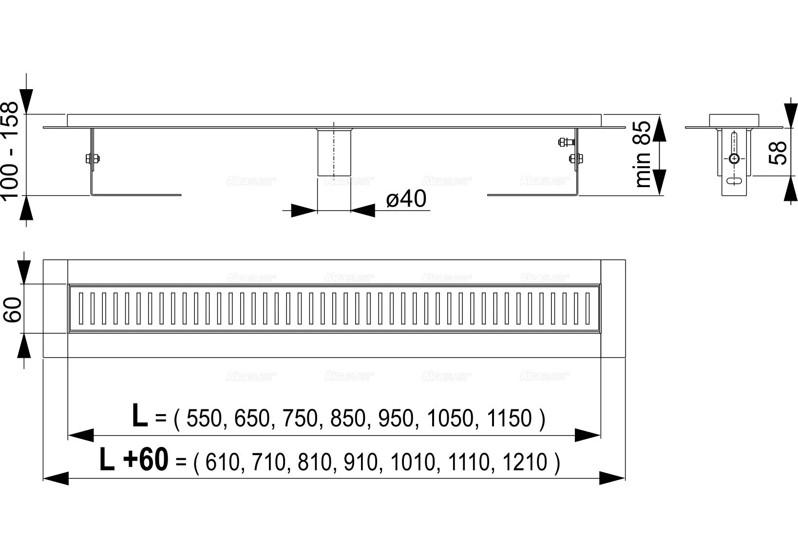 Приобрести сливной трап alcaplast apz2001-550