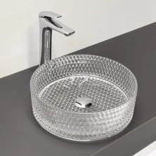 Comforty Раковина накладная CF21003 36х36 см, стеклянная прозрачное стекло