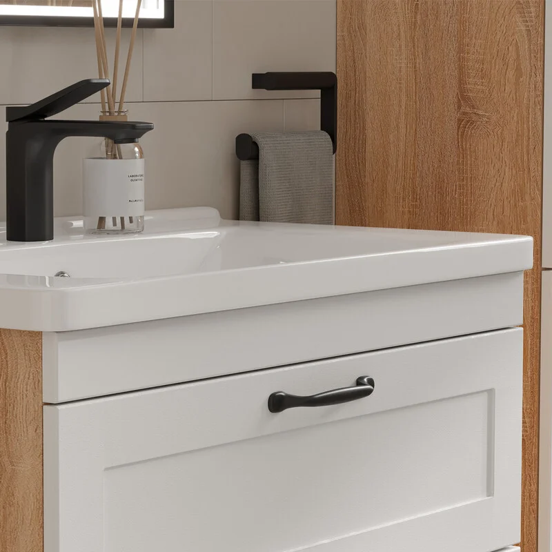 Приобрести equil тумба подвесная с раковиной lago 80 см, белая\светлое дерево tplago80.2y-04