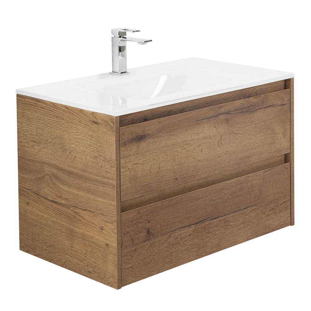 Приобрести belbagno тумба с раковиной kraft 90 см, подвесная rovere tabacco, стеклянная раковина