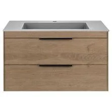 Vincea Тумба подвесная Chiara 80 см, дуб натуральный с серой раковиной VMC-2C2800NO;VCB-13800G