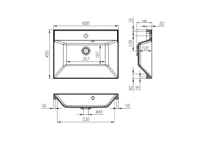 Приобрести тумба подвесная с раковиной belbagno aurora-600-2c-so-rt 60 см, rovere tabacco