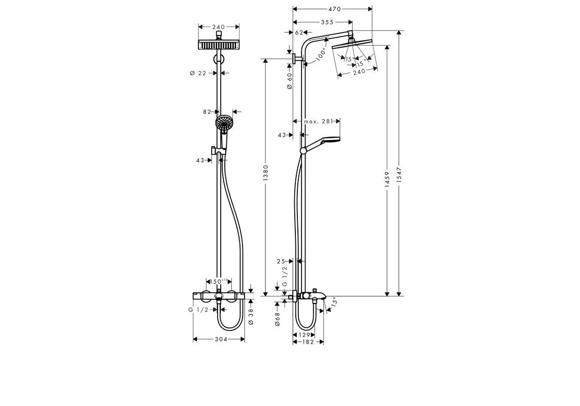 Приобрести 27298000 crometta e 240 1jet showerpipe душевая система для ванны
