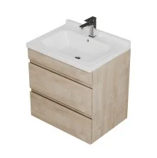 Mirsant Тумба подвесная с раковиной Karelia 60 см, светлое дерево