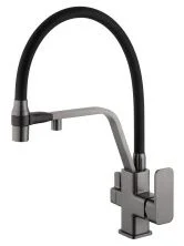 Смеситель для кухни с гибким изливом и подключением фильтра WONZON & WOGHAND, Темный графит (WW-88458013-BGM)