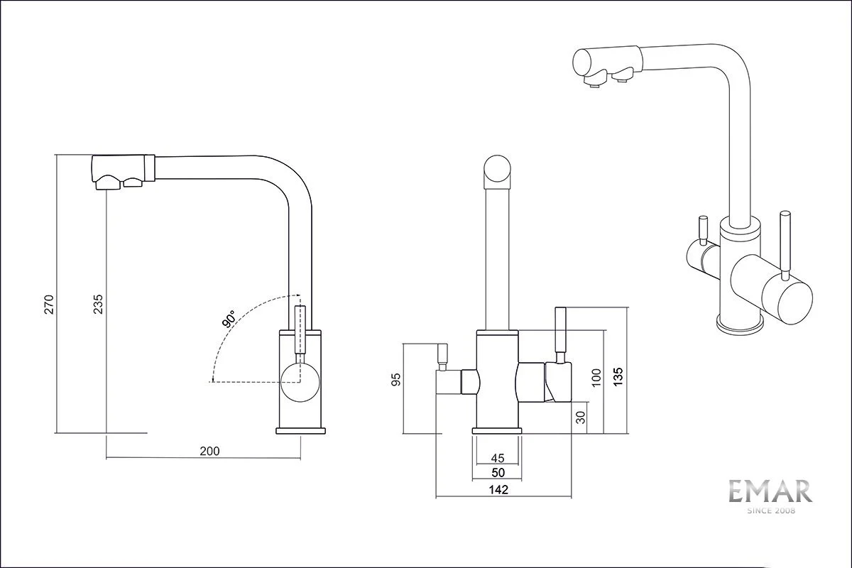 Приобрести emar смеситель для кухни, медь ecb - 3003n pvd coppery
