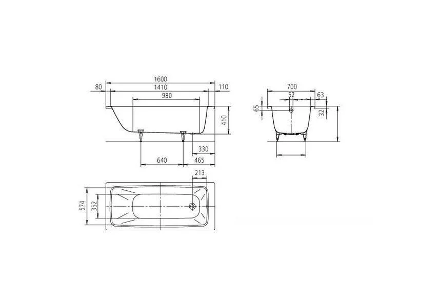 Приобрести ванна стальная kaldewei cayono 160х70 см 274800013001 easy clean, alpine white