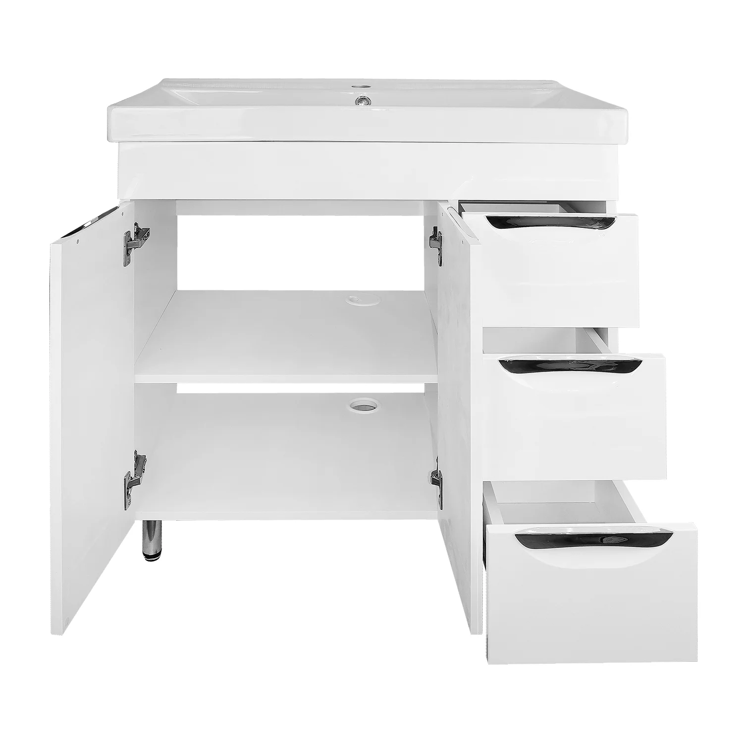 Приобрести loranto тумба напольная с раковиной стиль- 80/3 "соло" 80х89 см фрезерированный фасад, белая (cs00091381)