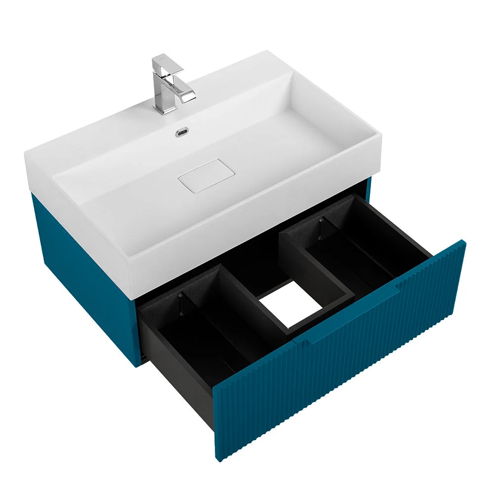 Приобрести cezares тумба подвесная с раковиной premium 70 см plisse blu petrolio, голубая 55418